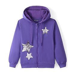 Pine Kids Full Sleeves Hooded Front Open Bio Washed Sweat Jacket - Blue