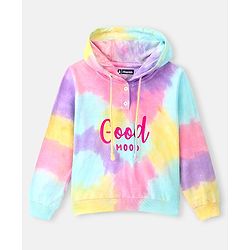 Pine Kids Full Sleeves Tie & Dye Hooded  Biowashed Sweatshirt - Multicolor