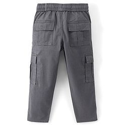 Pine Kids Cotton Full Length Elasticated Waist Jogger Fit Trouser Solid Colour - Grey