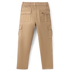 Pine Kids Cotton Full Length Elasticated Jogger Fit Trouser Solid Colour - Khaki