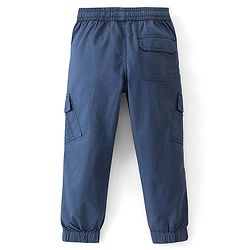 Pine Kids Cotton Full Length Elasticated Waist Jogger Fit Trouser Solid Colour - Blue