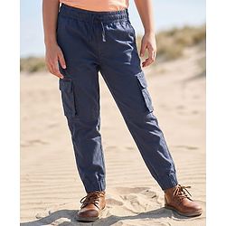 Pine Kids Cotton Full Length Lounge Pants Solid Colour - Navy Blue