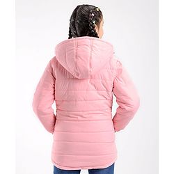 Pine Kids Woven Full Sleeves Solid Medium Winter Hooded Jacket - Pink