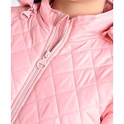 Pine Kids Woven Full Sleeves Solid Medium Winter Hooded Jacket - Pink