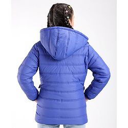 Pine Kids Full Sleeves With Bow Solid Color Medium Winter Jacket - Royal Blue