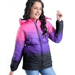 Pine Kids Full Sleeves Gradient Ombre Printed Medium Winter Hooded Jacket - Multicolor