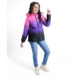 Pine Kids Full Sleeves Gradient Ombre Printed Medium Winter Hooded Jacket - Multicolor