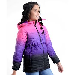 Pine Kids Full Sleeves Gradient Ombre Printed Medium Winter Hooded Jacket - Multicolor
