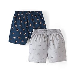 Pine Kids 100% Cotton Woven Boxers With Chitah & Cycle Print Pack Of 2 (Colour May Vary)