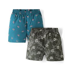 Pine Kids Cotton Woven Inner Wear & Thermals Boxers With Shoe & Football Print Pack Of 2 (Colour May Vary)