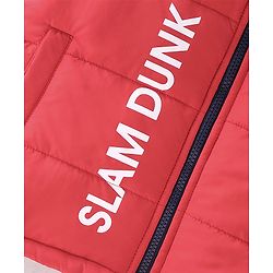 Pine Kids Woven Full Sleeves Medium Winter Hooded Jacket With Text Print - Red