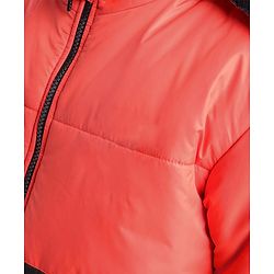 Pine Kids Full Sleeves Cut and Sew Explore Adventure Printed Jacket With Detachable Hood- Orange