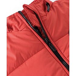 Pine Kids Full Sleeves Cut and Sew Explore Adventure Printed Jacket With Detachable Hood- Orange