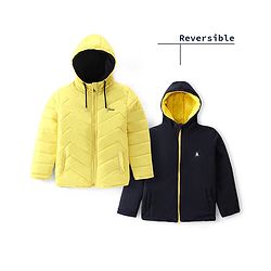 Pine Kids Full Sleeves Reversible Medium Winter Quilted Jacket - Yellow & Navy