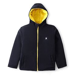 Pine Kids Full Sleeves Reversible Medium Winter Quilted Jacket - Yellow & Navy