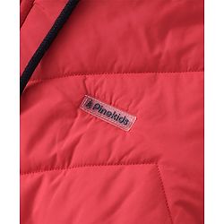 Pine Kids Woven Full Sleeves Reversible Jacket With Solid Colour - Red