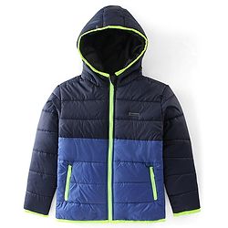 Pine Kids Full Sleeves Cut and Sew Medium Winter Jacket - Navy and Royal Blue