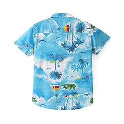 Pine Kids Viscose  Half Sleeves Beach Print Shirt - Blue