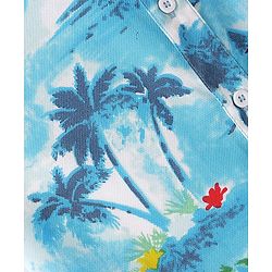 Pine Kids Viscose  Half Sleeves Beach Print Shirt - Blue