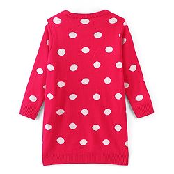 Pine Kids Full Sleeves Tunic and Full Length Bottom Sweater Set Polka Dots Design & Striped - Red & Yellow