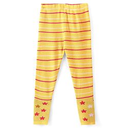 Pine Kids Full Sleeves Tunic and Full Length Bottom Sweater Set Polka Dots Design & Striped - Red & Yellow
