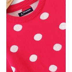 Pine Kids Full Sleeves Tunic and Full Length Bottom Sweater Set Polka Dots Design & Striped - Red & Yellow