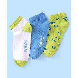 Pine Kids Spandex Ankle Length Text Design Socks Pack of 3 - Multicolour