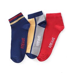 Pine Kids Spandex Ankle Length Design Socks Pack of 3 - Multicolour