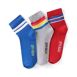 Pine Kids Spandex Ankle Length Design Socks Pack of 3 - Multicolour