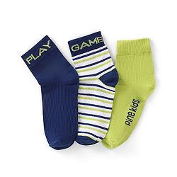 Pine Kids Spandex Ankle Length Stripes Design Socks Pack of 3 - Multicolour