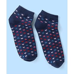 Pine Kids Ankle Length Socks With Heart Design - Red White & Blue