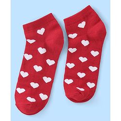 Pine Kids Ankle Length Socks With Heart Design - Red White & Blue