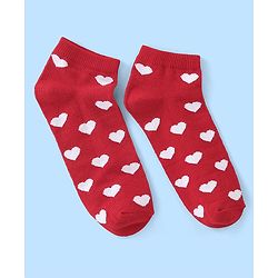 Pine Kids Ankle Length Socks With Heart Design - Red White & Blue