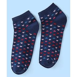 Pine Kids Ankle Length Socks With Heart Design - Red White & Blue