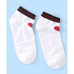 Pine Kids Ankle Length Socks With Heart Design - Red White & Blue