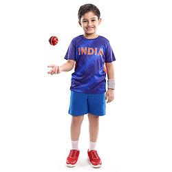 Pine Active Half Sleeves T-Shirt With India Cricket Text Print - Blue