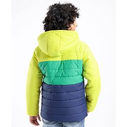 Pine Kids Full Sleeves Cut and Sew Tricolor Medium Winter Hooded Jacket - Multicolor
