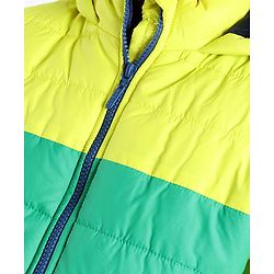 Pine Kids Full Sleeves Cut and Sew Tricolor Medium Winter Hooded Jacket - Multicolor