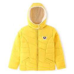 Pine Kids Full Sleeves Medium Winter Jacket With Butterfly Embroidery - Yellow