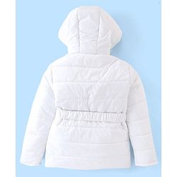 Pine Kids Full Sleeves Medium Winter Hooded Jacket With Belt - White