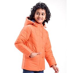 Pine Kids Full Sleeves Solid Colour Medium Winter Hooded Jacket - Orange