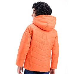 Pine Kids Full Sleeves Solid Colour Medium Winter Hooded Jacket - Orange