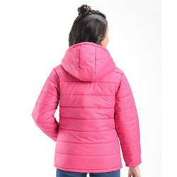 Pine Kids Full Sleeves Solid Color Reversible Medium Winter Hoded Jacket -Turquise & Dark Pink