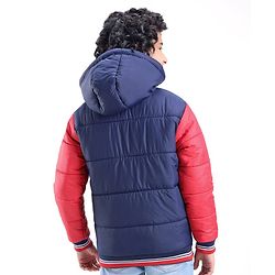 Pine Kids Woven Full Sleeves Quilted Medium Winter Hooded Jacket - Navy Blue