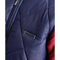 Pine Kids Woven Full Sleeves Quilted Medium Winter Hooded Jacket - Navy Blue