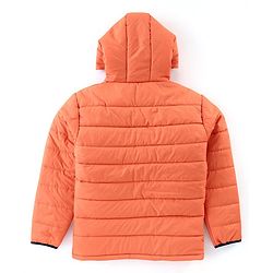 Pine Kids Full Sleeves Hooded Solid Heavy Winter Jacket - Orange
