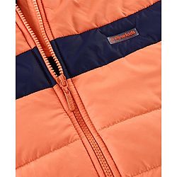 Pine Kids Full Sleeves Hooded Solid Heavy Winter Jacket - Orange