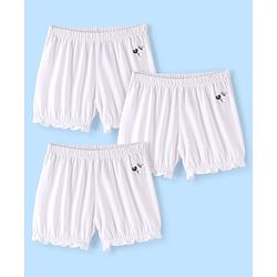Pine Kids Cotton Spandex Mid Thigh Solid Hipster Bloomer - White