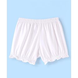 Pine Kids Cotton Spandex Mid Thigh Solid Hipster Bloomer - White
