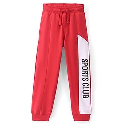 Pine Kids Knitted Full Length Track Pant Text Printed - Mars Red